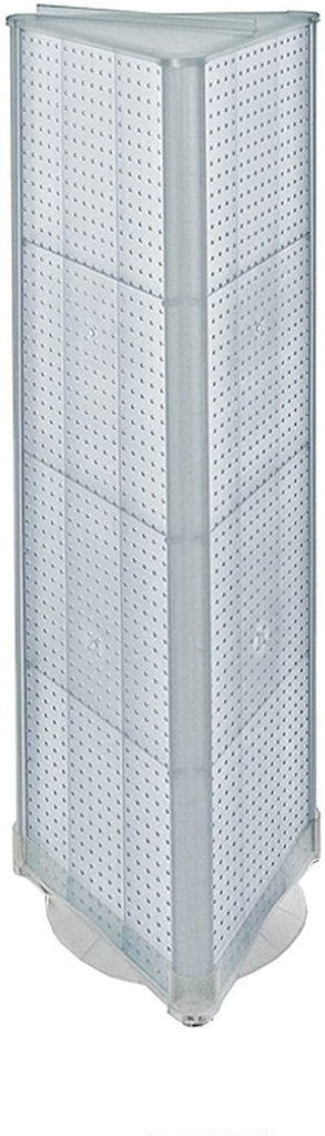 3 Sided Pegboard Tower Display in Clear 16 W x 60 H Inches with Revolving Base