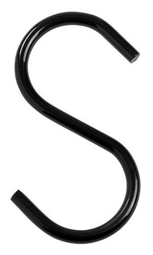 S Shape Designer Hooks in Black 4 H Inches for Hangrails Rack - Case of 10