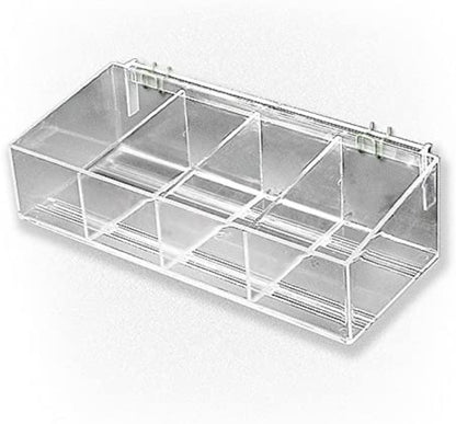 Adjustable Plastic Divider Bin in Clear 16 W x 7 D x 4 H Inches with U Hooks