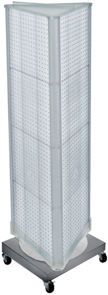 3 Sided Pegboard Tower Display in Clear 16 W x 60 H Inches with Casters