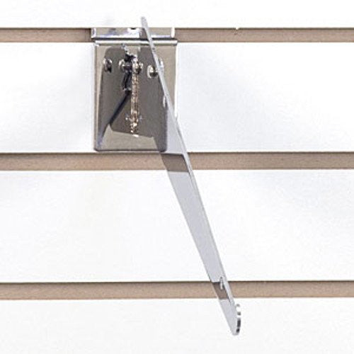 Adjustable Slatwall Shelf Brackets in Chrome 12 Inches Long - Lot of 10