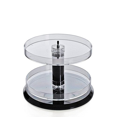 2 Tier Revolving Round Tray in Clear 8 H x 11 D Inches with Base