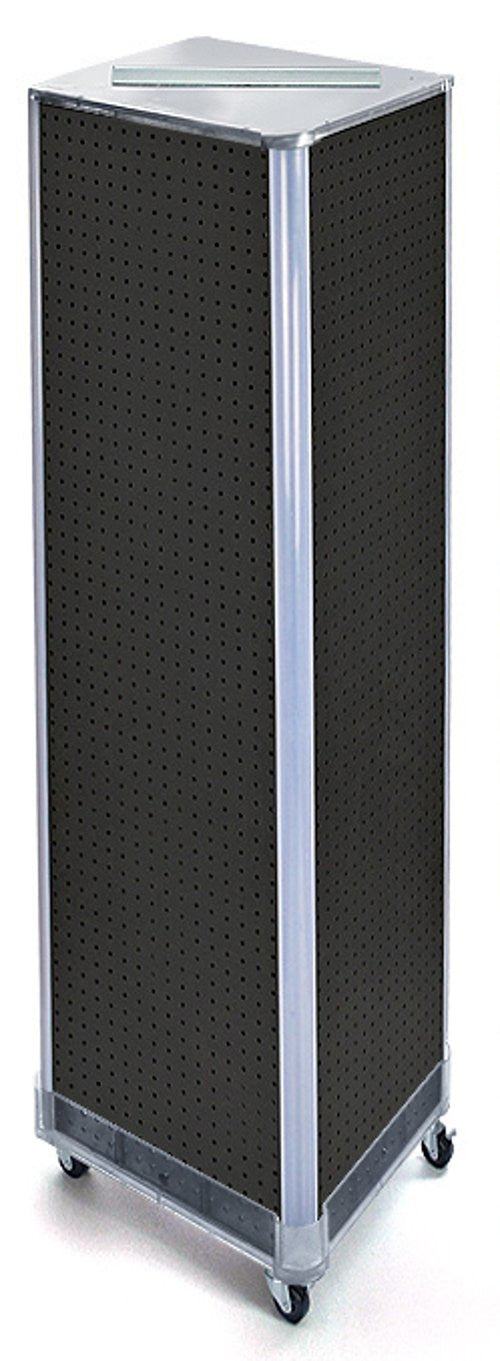 Square Pegboard Tower Display in Black 16 W x 60 H Inches with Wheel Base