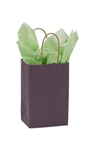 Plum Small Paper Shopping Bags 5.25 x 3.25 x 8.75 Inches - Count of 100