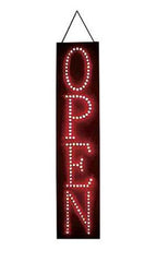 Vertical LED Open Sign Light in Red 6 W x 27 H Inches
