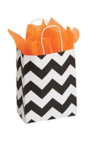 Boutique Chevron Paper Shopping Bags 8 x 4.5 x 10.25 Inches - Case of 100