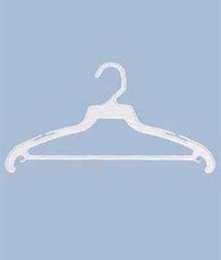 Plastic Dress Hangers in White 16 Inches Long with Hang Bar - Case of 250