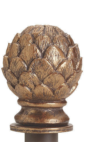 Artichoke Designed Finial in Cobblestone with Round Fitting