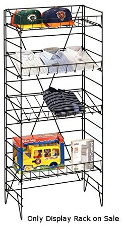 Adjustable Display Rack in Black with Four Shelves - 55 H x 22 W x 13 D Inches