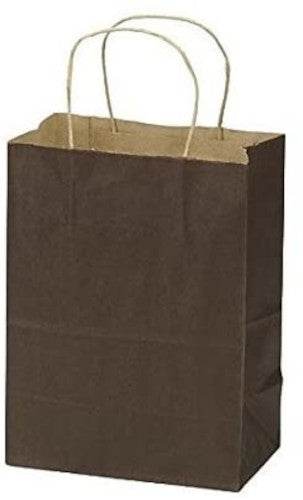 Paper Medium Shopping Bags in Chocolate 8 x 4.5 x 10.25 - Count of 100