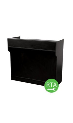 Ledgetop Service Counter in Black 48 W x 23 D x 42 H Inches with Shelves