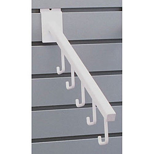 5 J Hook Square Tubing Faceouts in White 16 Inches Long for Slatwall - Box of 10