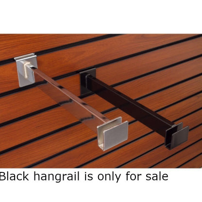 Rectangular Hangrail Brackets in Black 12 Inches Long for Slatwall - Box of 10